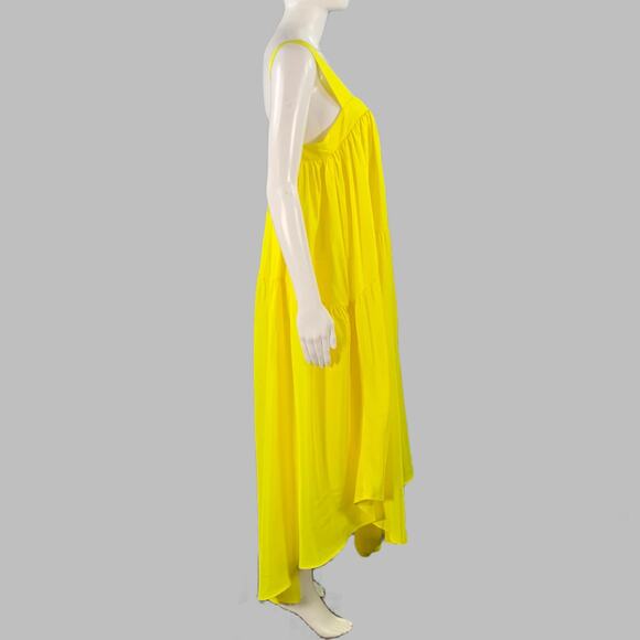 ANAAK Size S Yellow Silk Ruffled A-Line Dress - Picture 2 of 4